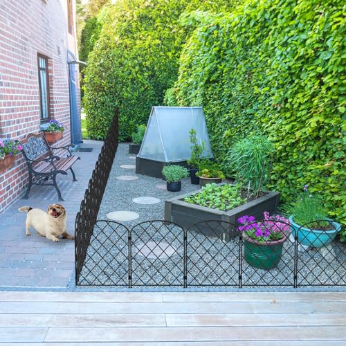 Decorative Garden Fence 30 Pack Animal Barrier Fencing 33ft (L) x 22in (H) Rustproof Metal Wire Section Edging with Plastic Stakes Dog Fence Outdoor for Yard Landscape Patio, Arched