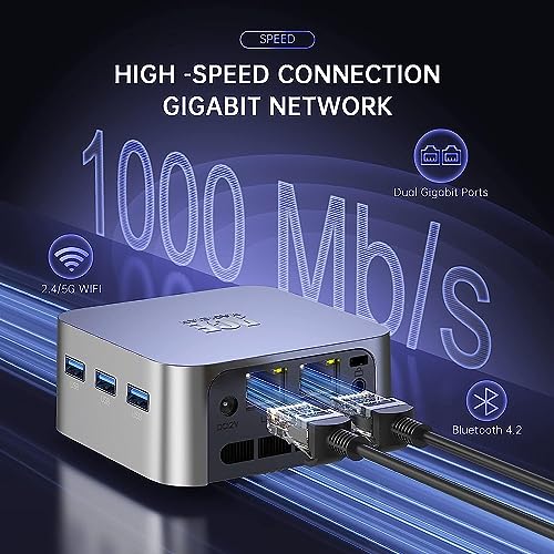 ACEMAGICIAN Mini PC Windows 11 Pro, 12th Alder Lake N95 8GB LPDDR5 256GB M.2 SSD Mini Desktop Computers, Micro Pc with 3 HDMI Support 4K UHD, Dual Gigabit Ethernet, 2.4G/5G WiFi/BT4.2