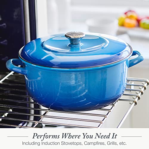 Merten & Storck German Enameled Iron, Round 5.3QT Dutch Oven Pot with Lid, Foundry Red