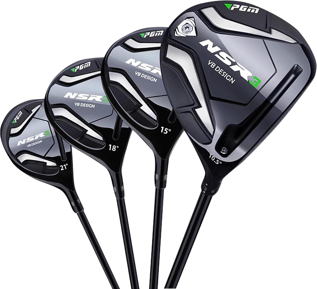 PGM Men's Complete Golf Club Sets - 12 Pieces - 3 Wood (#1,3,5), 1 Hybrid (#4H), 6 Irons(#5,6,7,8,9,PW), 1 Sand Wedge (52°), 1 Putter - Golf Stand Bag, Right Handed