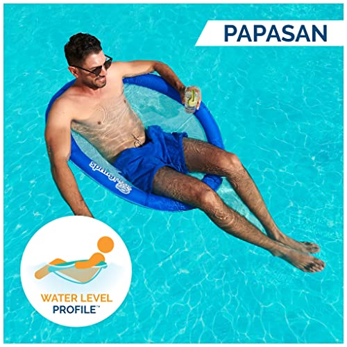 SwimWays Spring Float Papasan Pool Lounger for Swimming Pool, Inflatable Pool Floats Adult with Fast Inflation for Ages 15 & Up, Aqua
