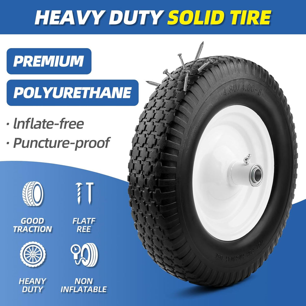 Universally Fit Flat Free Wheelbarrow Tire - NEVER HAVE A FLAT AGAIN