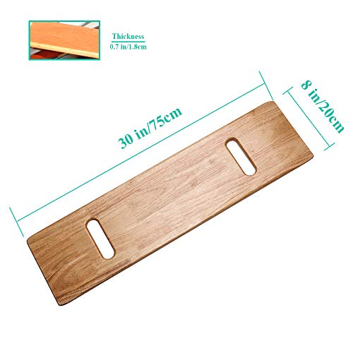 Wooden Slide Transfer Board with Handles, 500 lb Capacity Heavy Duty Slide Boards for Transfers of Seniors and Handicap, 30 x 8 x 0.7