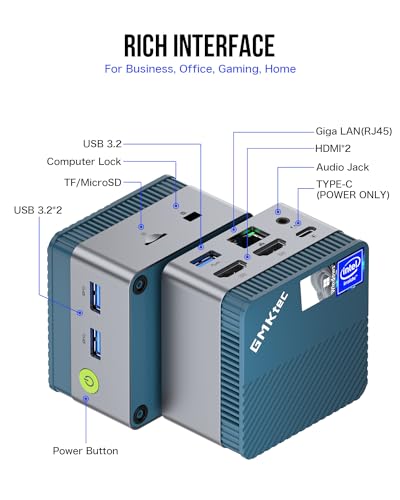 GMKtec Mini PC N97 Windows 11 Pro Micro Desktop Computer, 12th Gen Intel N97 (up to 3.60GHz) 12GB DDR5+512GB SSD for Business, School, Office, Nucbox G5 12+512
