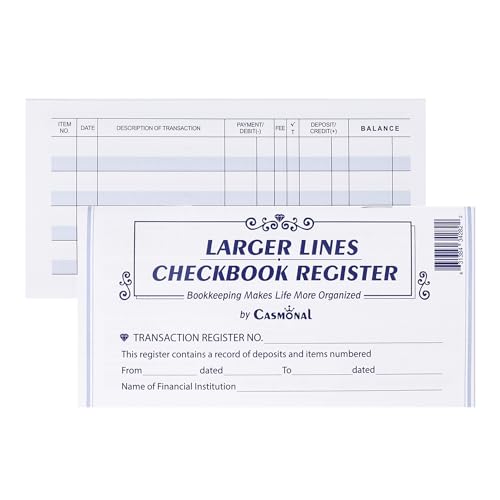 20 Pack Checkbook Register, Check Registers for Personal, Blank Ledger Transaction Registers for Personal or Business Bank, Check Register Book for Checking and Saving Account, Deposit and Credit Card