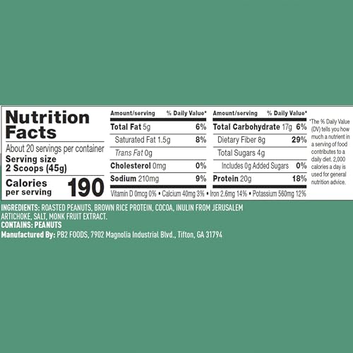 PB2 Performance Peanut Protein Powder with Madagascar Vanilla – [2 lb/32 oz Jar] – 20g of Vegan Plant Based Protein Powder, Non GMO, Gluten Free, Non Dairy