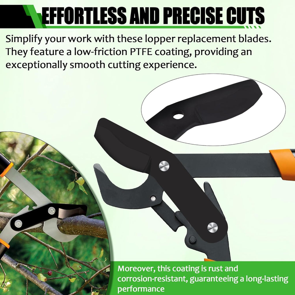 (2-Pack) Steel Replacement Blade for Fiskars Loppers - Compatible with PowerGear Bypass Lopper25" & 31" and 27" PowerGear 2 Bypass Loppers - Loppers Large Blade for Fiskars Garden Tools - Black
