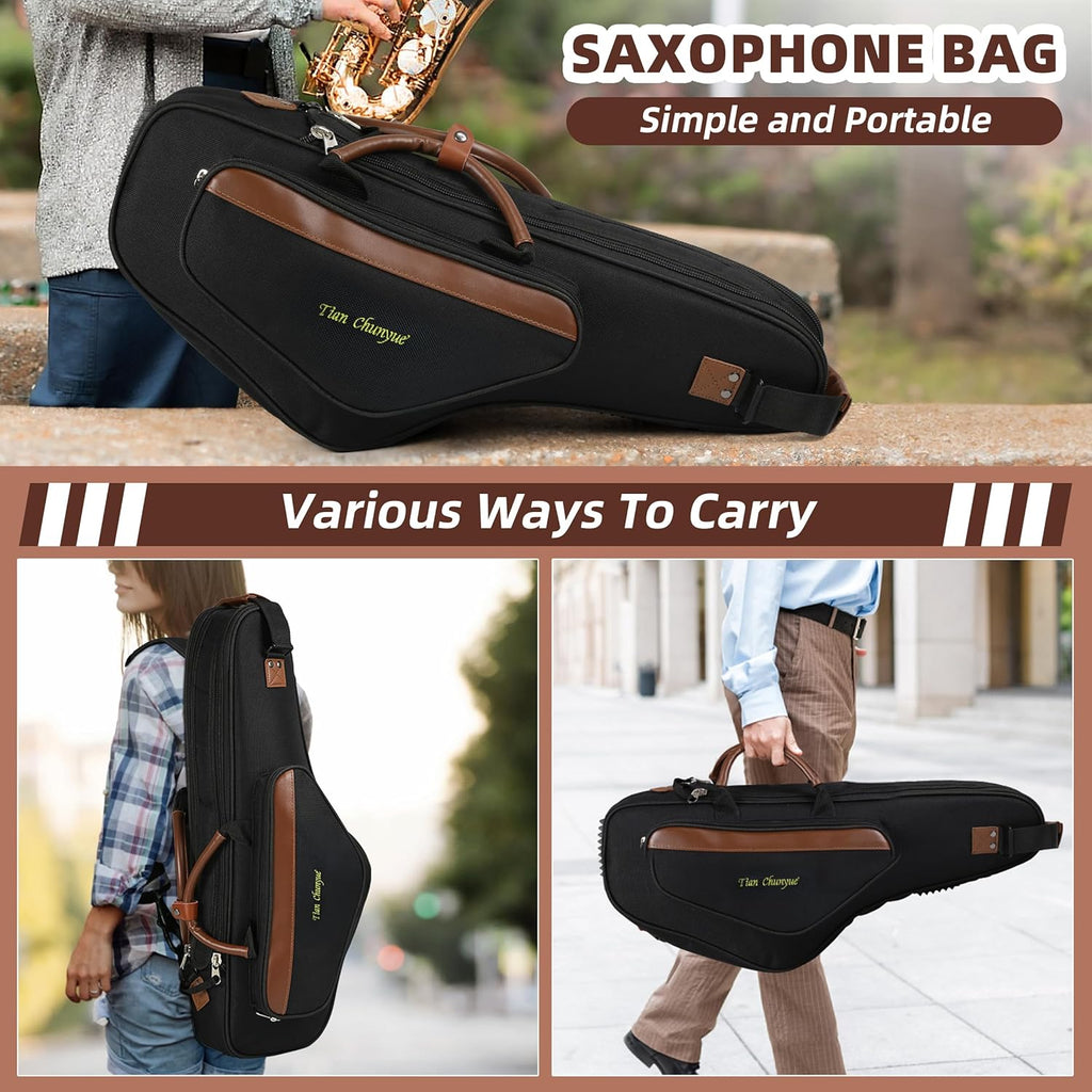 Alto Saxophone Case - Waterproof Oxford Cloth Double Zipper Design Double Shoulder Straps Portable Alto Saxophone Carrying Saxophone Case