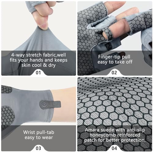 Unisex UV Protective Fingerless Gloves UPF 50+ Sun Glove for Outdoor Fishing Cycling Hiking Driving Kayaking