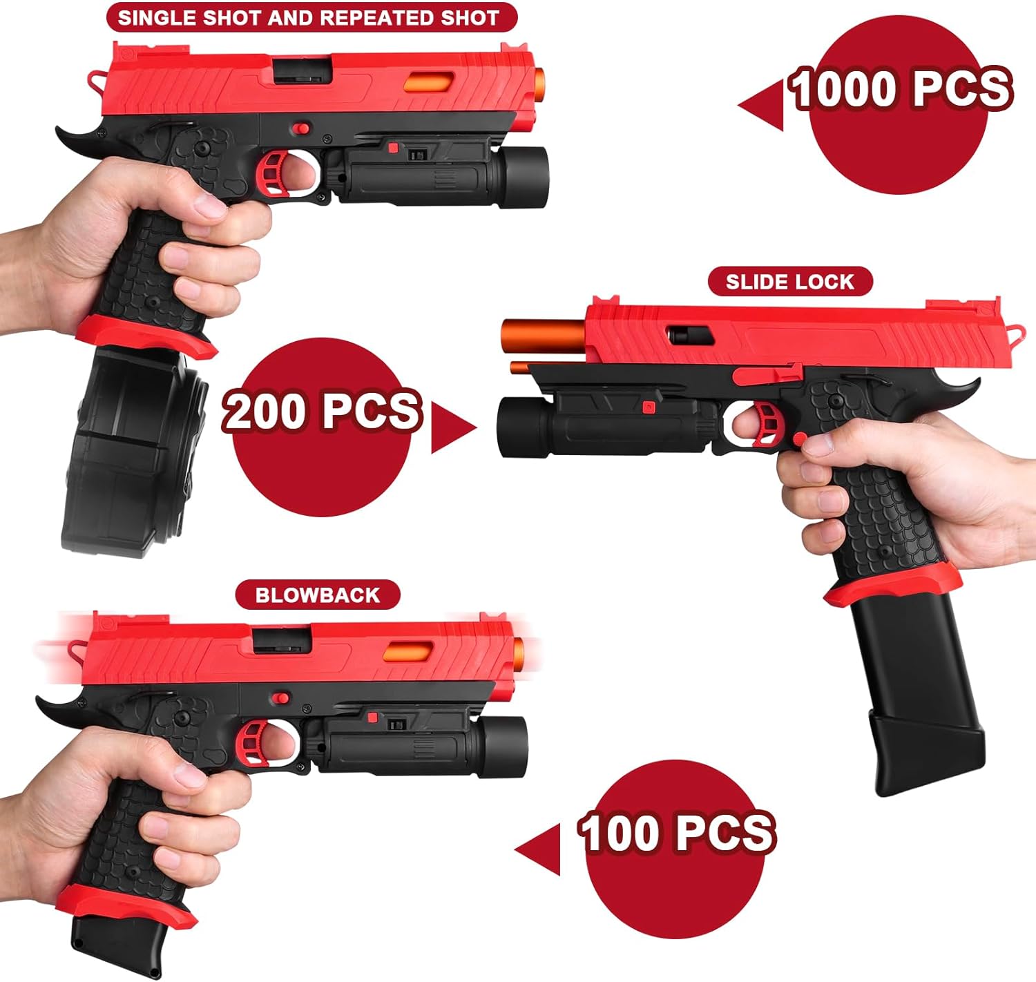 Electric Gel Toys New X5, Full Auto Splat-Blaster includes Drum and Goggles for Outdoor Team Game, JM-X2 Upgrade Version for Ages 14+,red