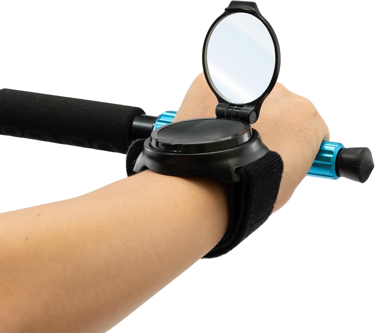Wearable Bike Wrist – Adjustable 360° Bicycle Rear View Mirror – Safe Bike Accessories for Cyclists, Mountain, Road Bike Riding – Durable Black Plastic Bike Mirror Wristband