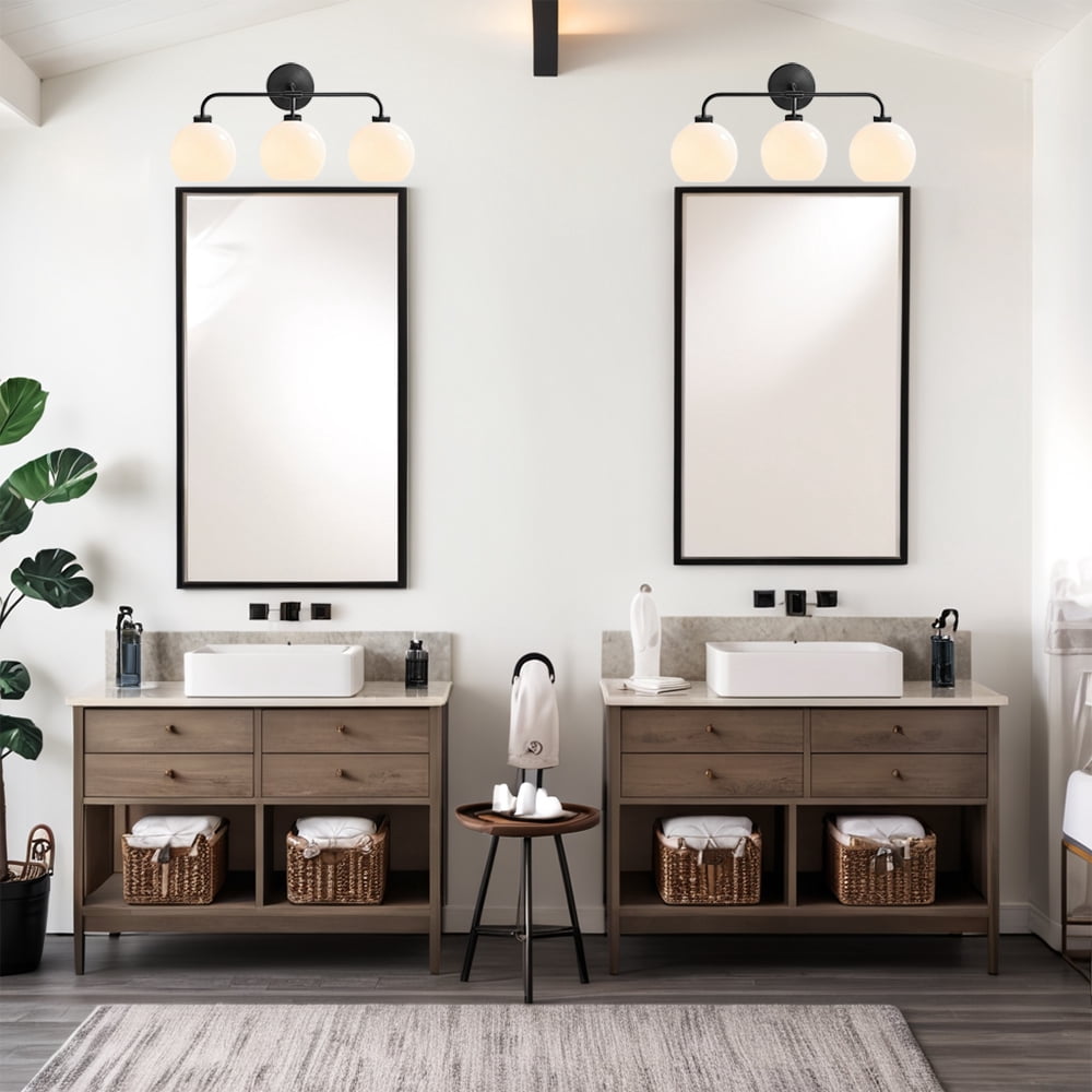 Bathroom Sconce, Triple Mouth-blown Glass Globe Sconce, Vanity Mirror Lamp , Bath Lighting Fixtures